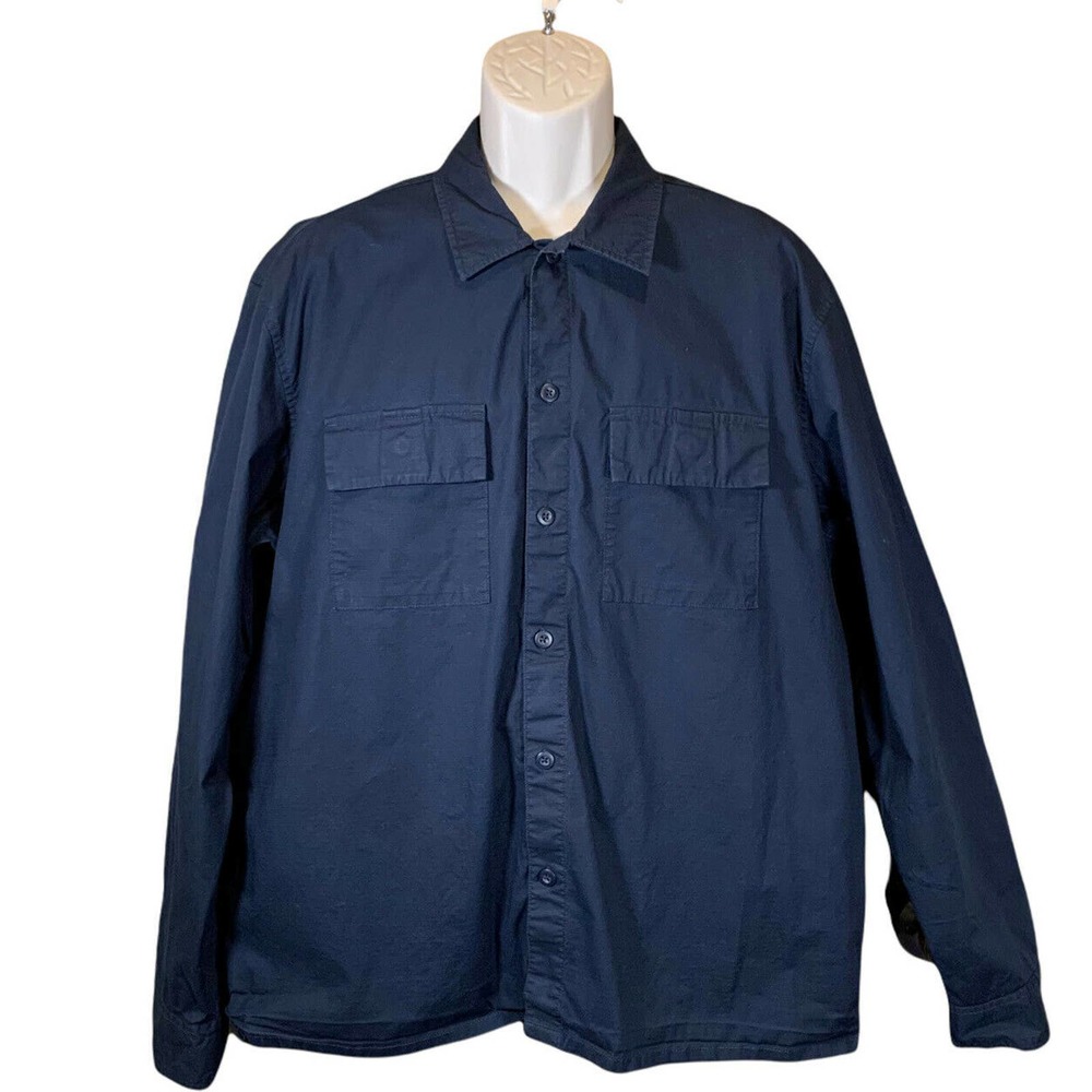 Old Navy Work Shirt Button Down Mens Size XL Built In Flex Double Pocket Blue